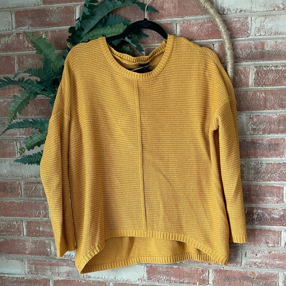 Free For All Comfortable Drop Sleeve Mustard Yellow Oversized Sweater - Picture 1 of 4